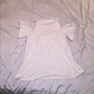 Grey Cold shoulder flutter sleeve top
